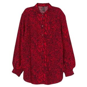 H&M Viscose Shirt Red/animal print blouse